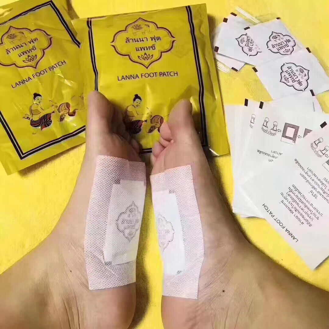 Lanna Foot Patch Thai Natural Herb Detox Pad Traditional Treatment 10x10pcs