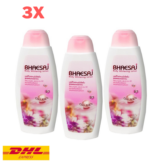 3x Bhaesaj Body Whitening Lotion Collagen Vitamin B3 UV filter Moisturizer 150ml