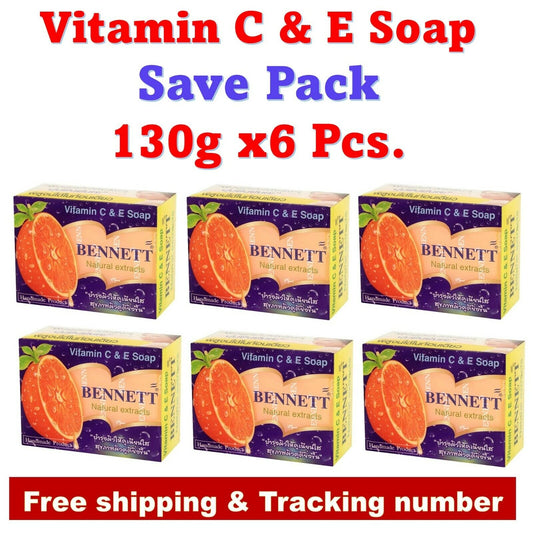 6x Bennett Vitamin & C Vitamin E Soap Orange Rind Oil Herbal Halal 130g