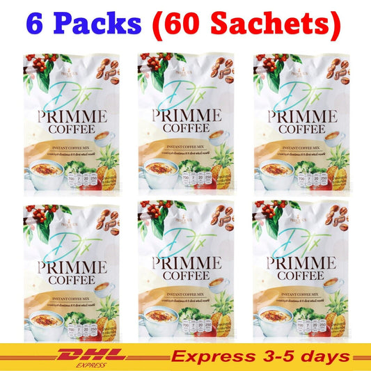 6x PRIMME Coffee DTX Instant Mix Fiber Burn Firm Enhance Skin Collagen Healthy