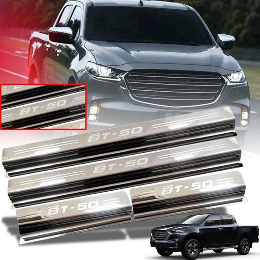 4 Door Scuff Plate Sill Step Chrome For Mazda BT-50 BT50 Ute Pickup 2021-2022