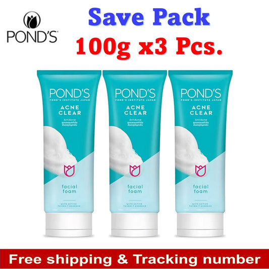 3x POND'S Facial Foam Acne Clear Eliminate Bacteria Reduce Acne Problems 100g