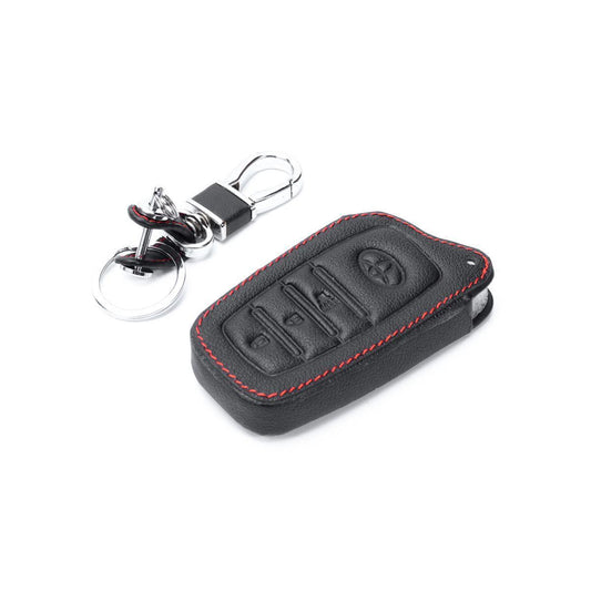 Smart Key Case Black Leather Remote Control Fit Toyota Hilux SR5 15-22 Pickup