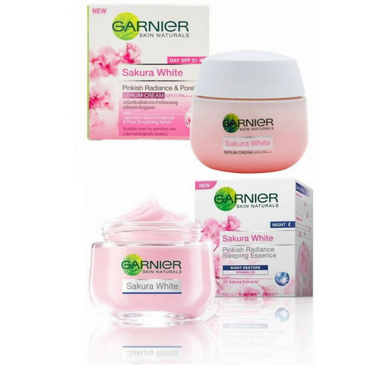 50g GARNIER Sakura White Pinkish Radiance SPF21 PA+++ Day Night Beauty Skin Care