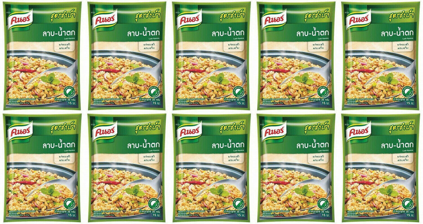 10 x Knorr LAAB NAMTOK Complete Recipe Mix Delicious Thai Food Side Dish 30g