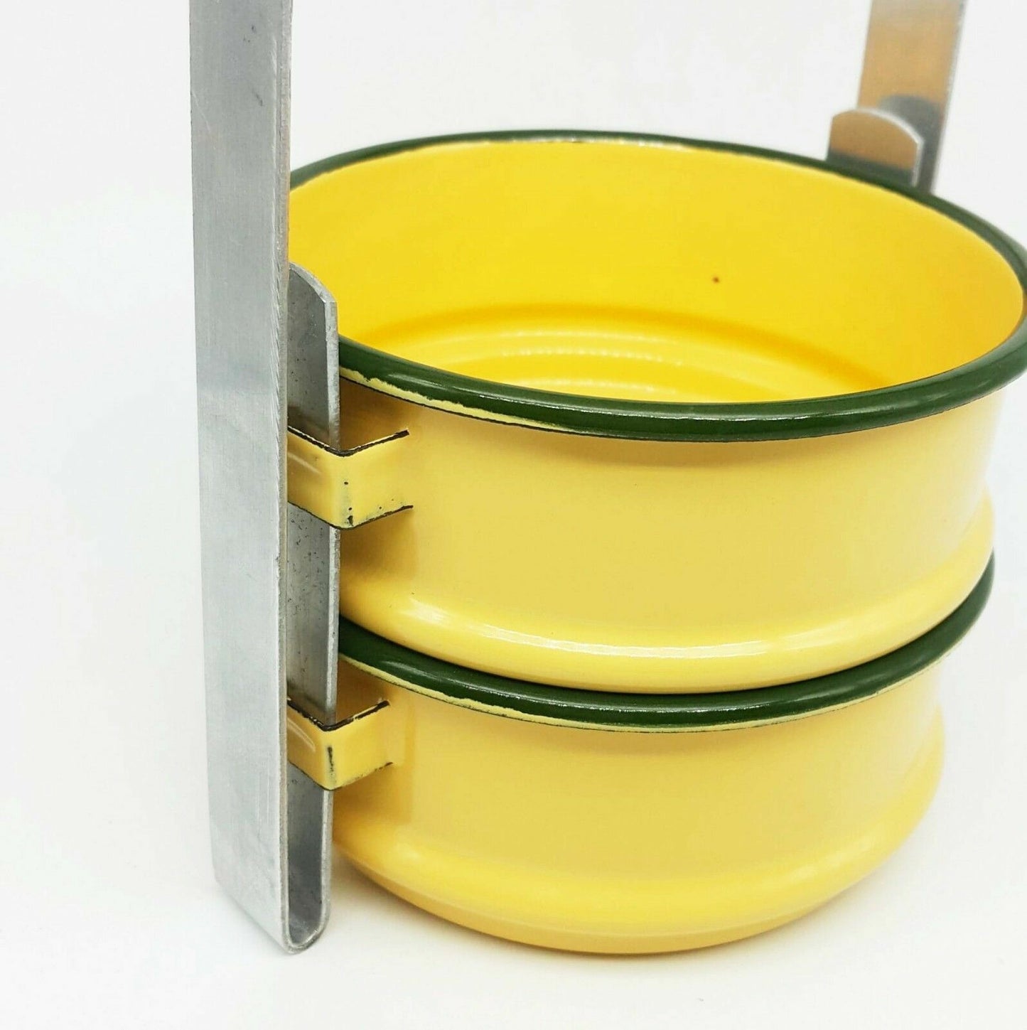 1x Enamel Tiffin Thai Lunch Bento Food Container Carrier Enamelware Pinto Yellow
