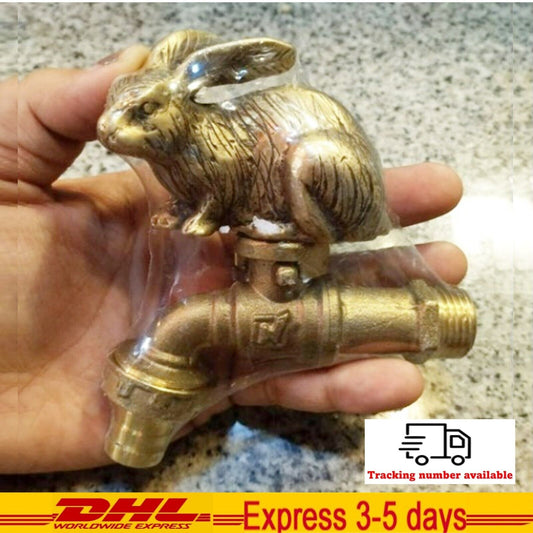 Brass Garden Faucet Tap Water Rabbit Kitchen Handle Spigot Outdoor Yard Vintage