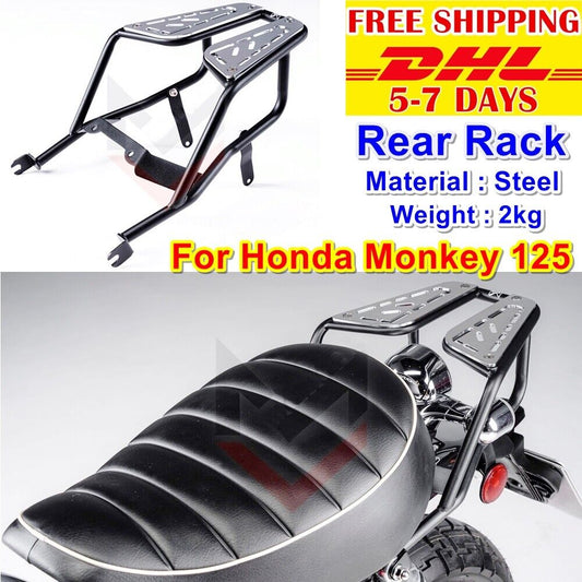 Rear Rack Luggage For Honda Monkey 125 Carry Z125 Tail Black 2018-2022 Steel