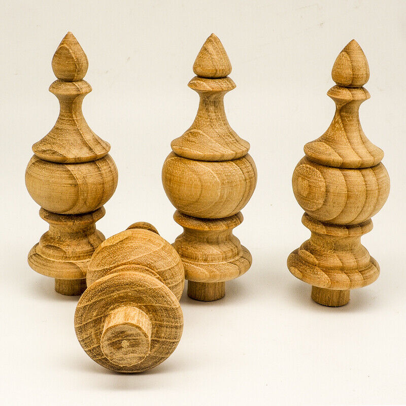 10Pcs Teak Wooden Finial Antique furniture Home Decor DIY Unpainted