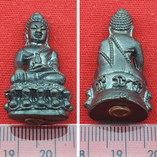 Phra Kring Thai Buddha Mini Collectible Protect Brass Love Lucky Statue Amulet