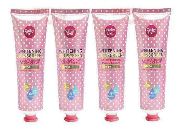 4 x Cathy Doll Karmart L-Glutathione Magic Cream Whitening Sunscreen SPF50 60ml.