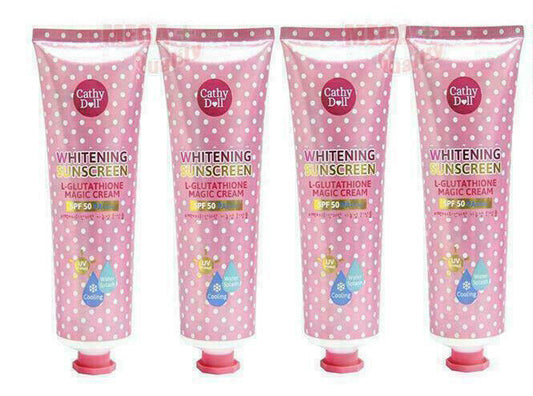 4 x Cathy Doll Karmart L-Glutathione Magic Cream Whitening Sunscreen SPF50 60ml.
