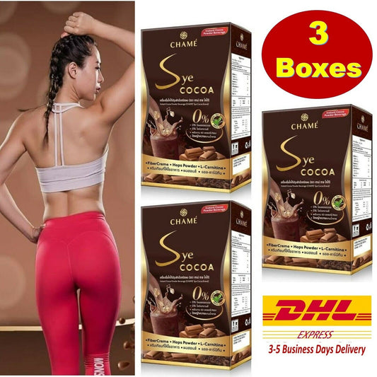 3x CHAME' Sye Cocoa 0% Fat Instant Powder Weight Loss Beverage Stevia Sachet