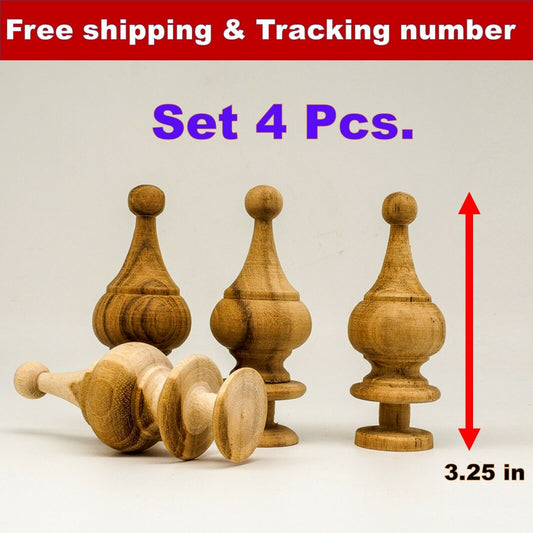 4 x 3" New finials Teak Wood Unfinished Wooden Antique Furniture Post Home Decor