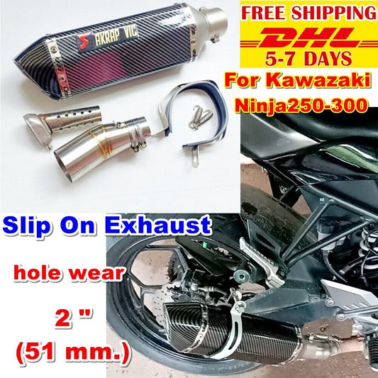 Slip On Exhaust For 2017-2022 Kawasaki Ninja 250 300 Muffler Tips Link Mid Pipe