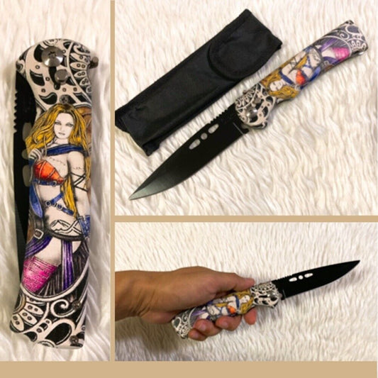 Spring Knife Big Knives Collectibles Inlays Sexy Modern Folding Pocket Hiking