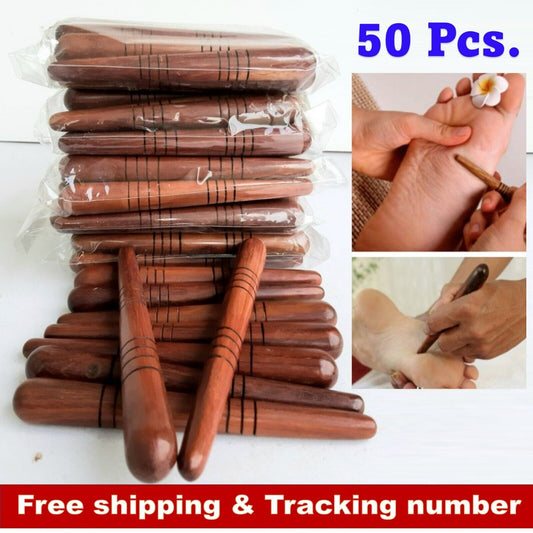 Thai Foot Wooden Massager Stick Original Tool brown solid wood handmade (x50pcs)