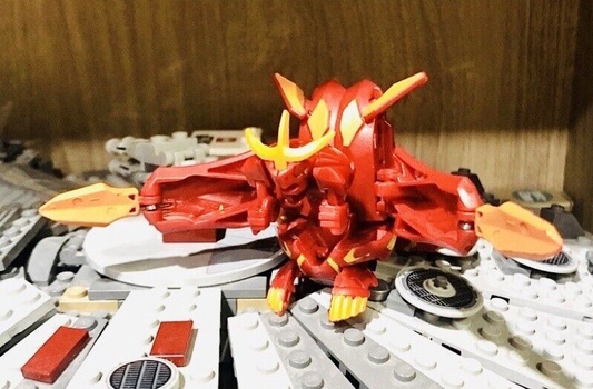Bakugan Gundalian Invaders Pyrus Battalix Dragonoid With Axator Gear Combat Set