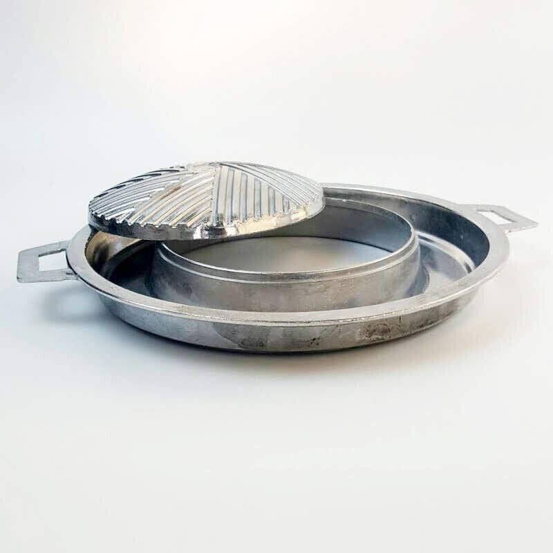 Thai Korean BBQ Grill Pan 12" Easy Cleaning Aluminium Charcoal Gas Stove Picnic