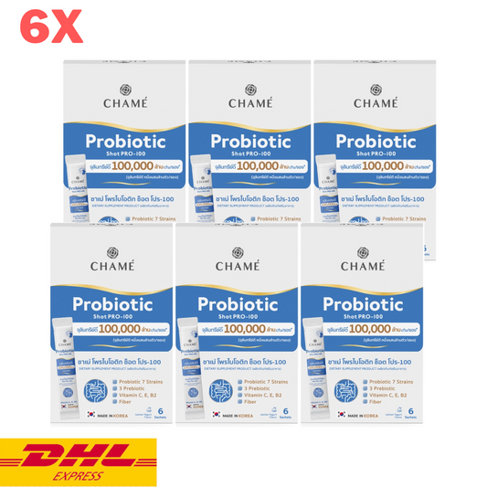 6x CHAME Probiotic Shot Pro-100 Fiber Ready to Take Balance Excretion Prebiotic