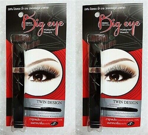 2 x Mistine Prolong Big Eye Waterproof Mascara 5X More Volume #No.1 Black