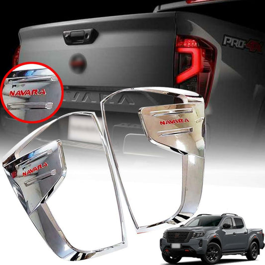 Chrome Cover Tail Light Lamp Red Logo For Nissan Navara Pro-4X Pickup 2021-2022