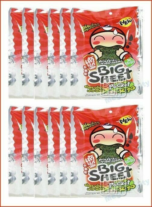 12 FRIED CRISPY JAPANESE SEAWEED SNACK TAO KAE NOI HOT + SPICY FLAVOR BIG SHEET