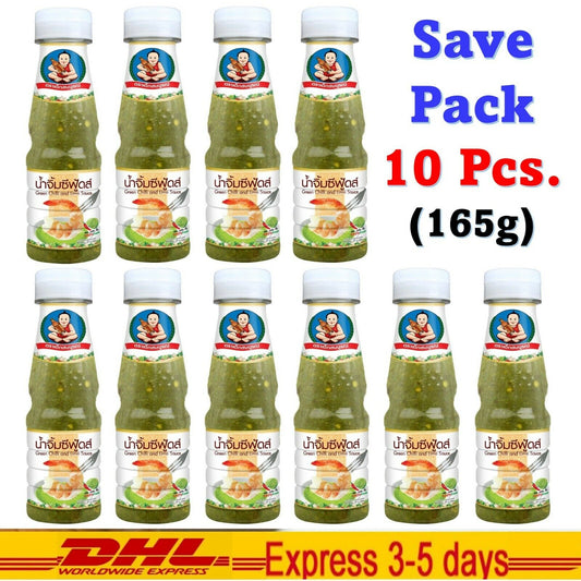 10x Seafood Dipping Sauce Green Chilli & Lime Sauce Spicy Healthy Boy Brand 165g