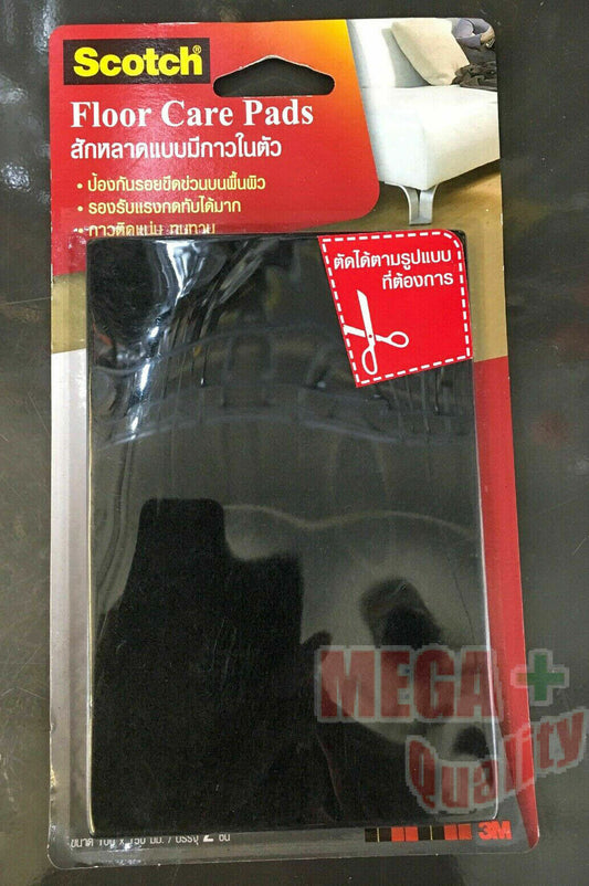 3M Scotch FELT Floor Care Pads Sheet SELF-STICK Black 100x150x5 mm. 2 Pads