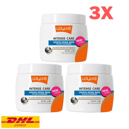 3x Lolane Intense Care Keratin Repair Mask Treatment for Dry Damaged Hair 200ml