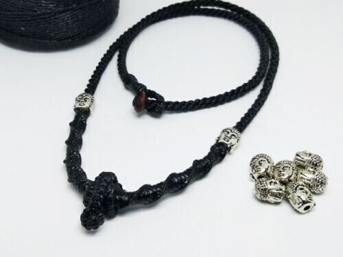 24" Necklace Rope Wax Thai Style Handmade Buddha Amulet Black Hang 1 Hook
