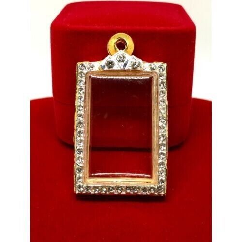 EMPTY CASE FRAME PHRA SOMDEJ GOLD MICRON GEM 2.5x3.5cm THAI AMULET PENDANT