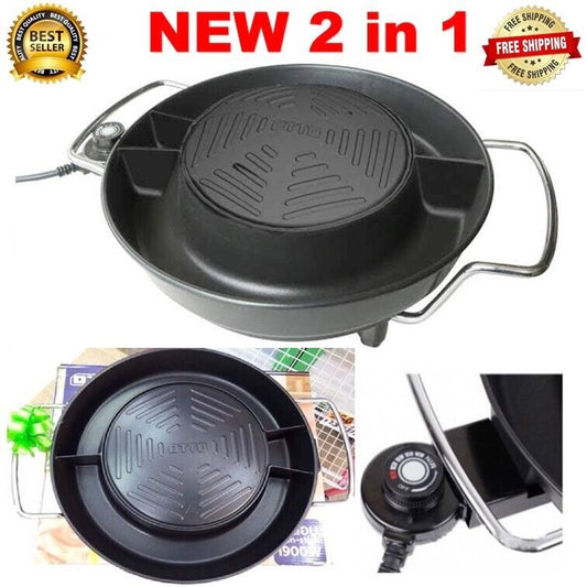 2 in 1 Thai Korean electric BBQ grill&Hot Pot Nonstick Mookata 14" Otto (GR-175)