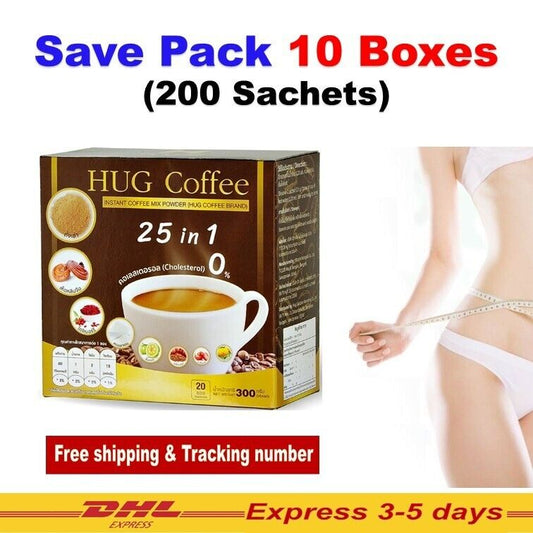 10 x Hug Instant Coffee Mix 25 in 1Arabica Slimming No Trans Fat Good Shape