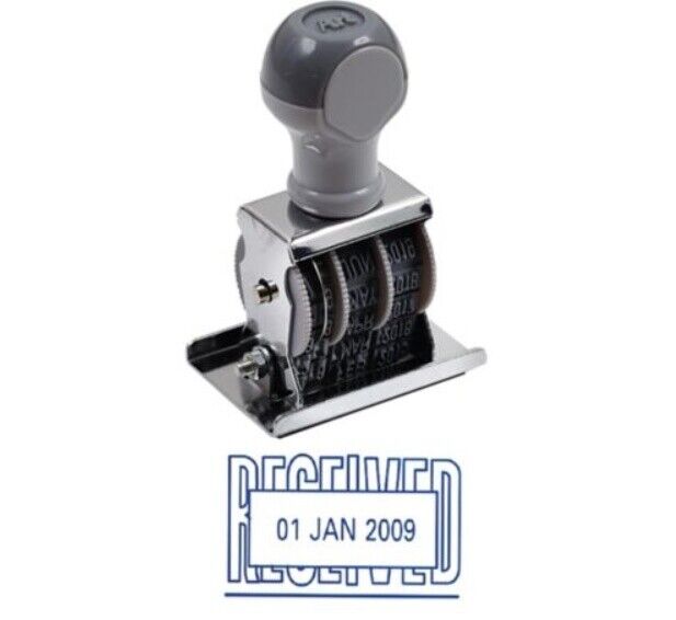 2020-2030 Text Received Rubber Stamp Date Month Year Wheel Stamper Office