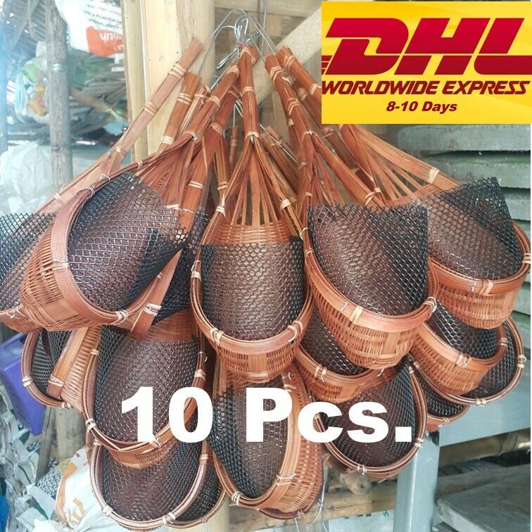 10x Woven Basket Bamboo Pot Hanging Flower Planter Orchid Home Decor Balcony