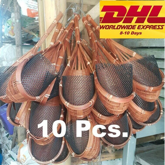 10x Woven Basket Bamboo Pot Hanging Flower Planter Orchid Home Decor Balcony